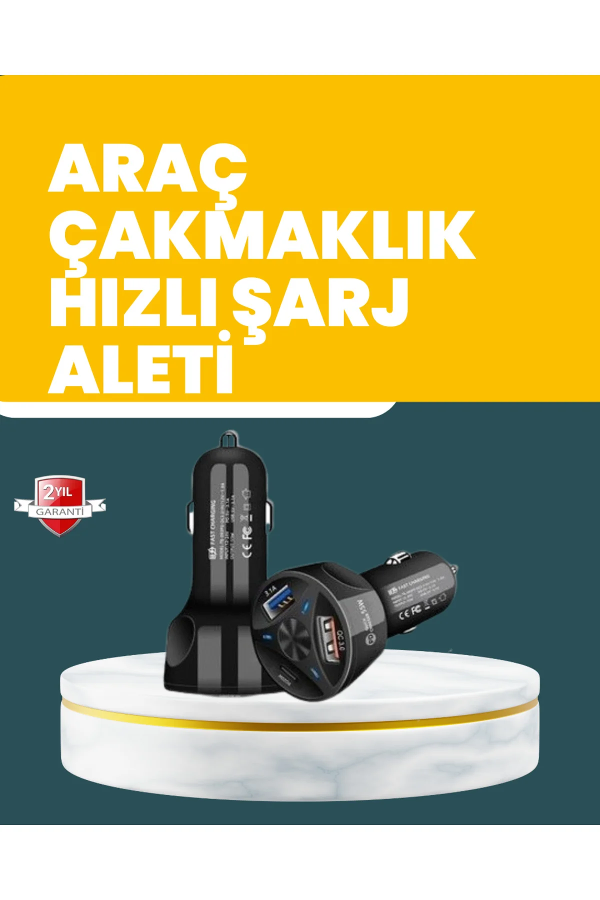 55W Hızlı Şarj Araç Çakmaklık Adaptörü QC 3.0 PD
