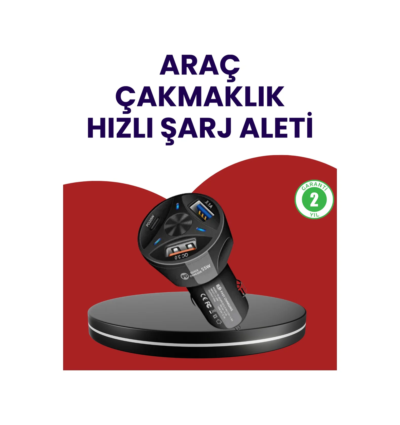55w Pd Ve Quick Charge 3.0 Destekli Polygold Araç Şarj Adaptörü