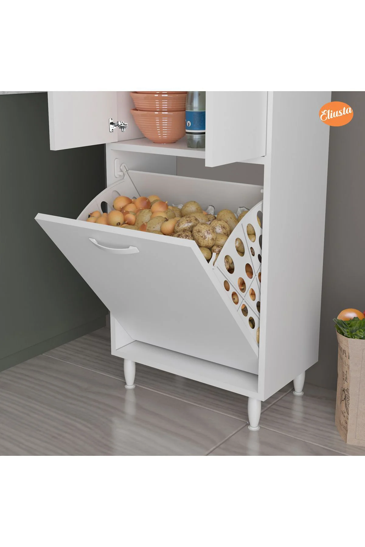 55x160x32 Cm Ard-133 Sepetli 2 Kapaklı Çok Amaçlı Mutfak Dolabı B