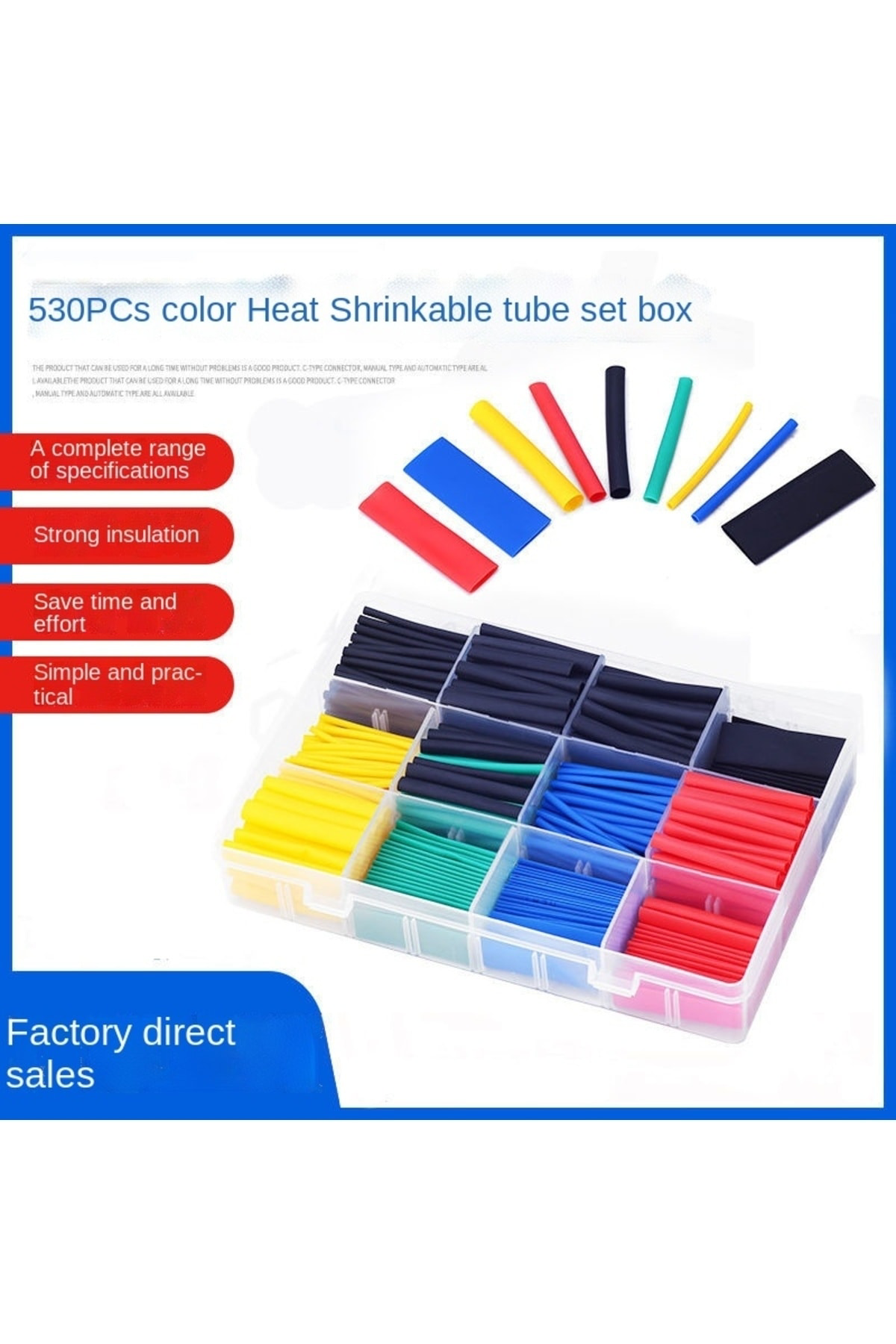 560 Parça Set Isıyla Daralan Makaron Kablo Koruyucu Kılıf