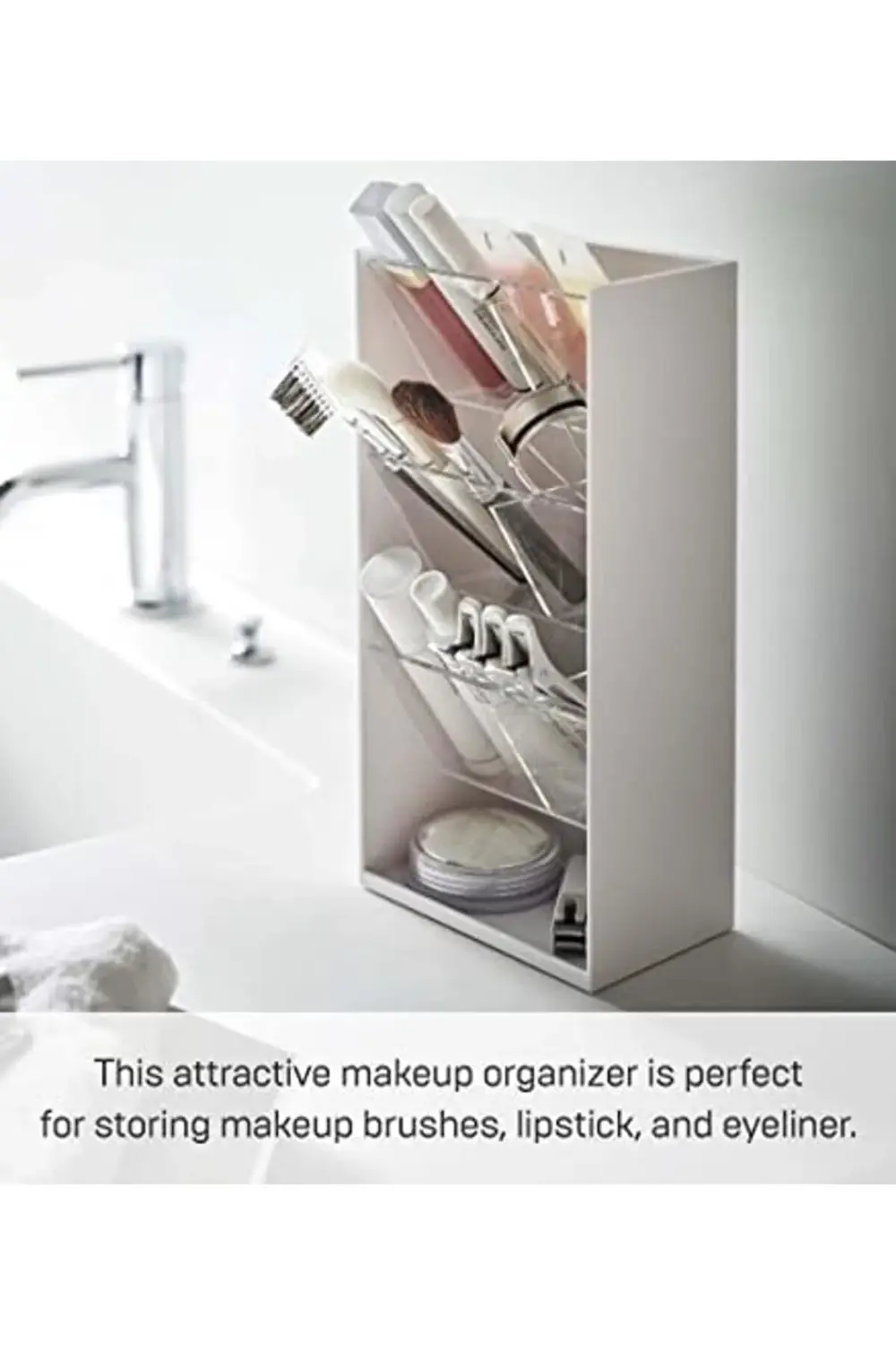 5603 TOWER makyaj saklama kabı, beyaz, ABS reçine/silikon, minima