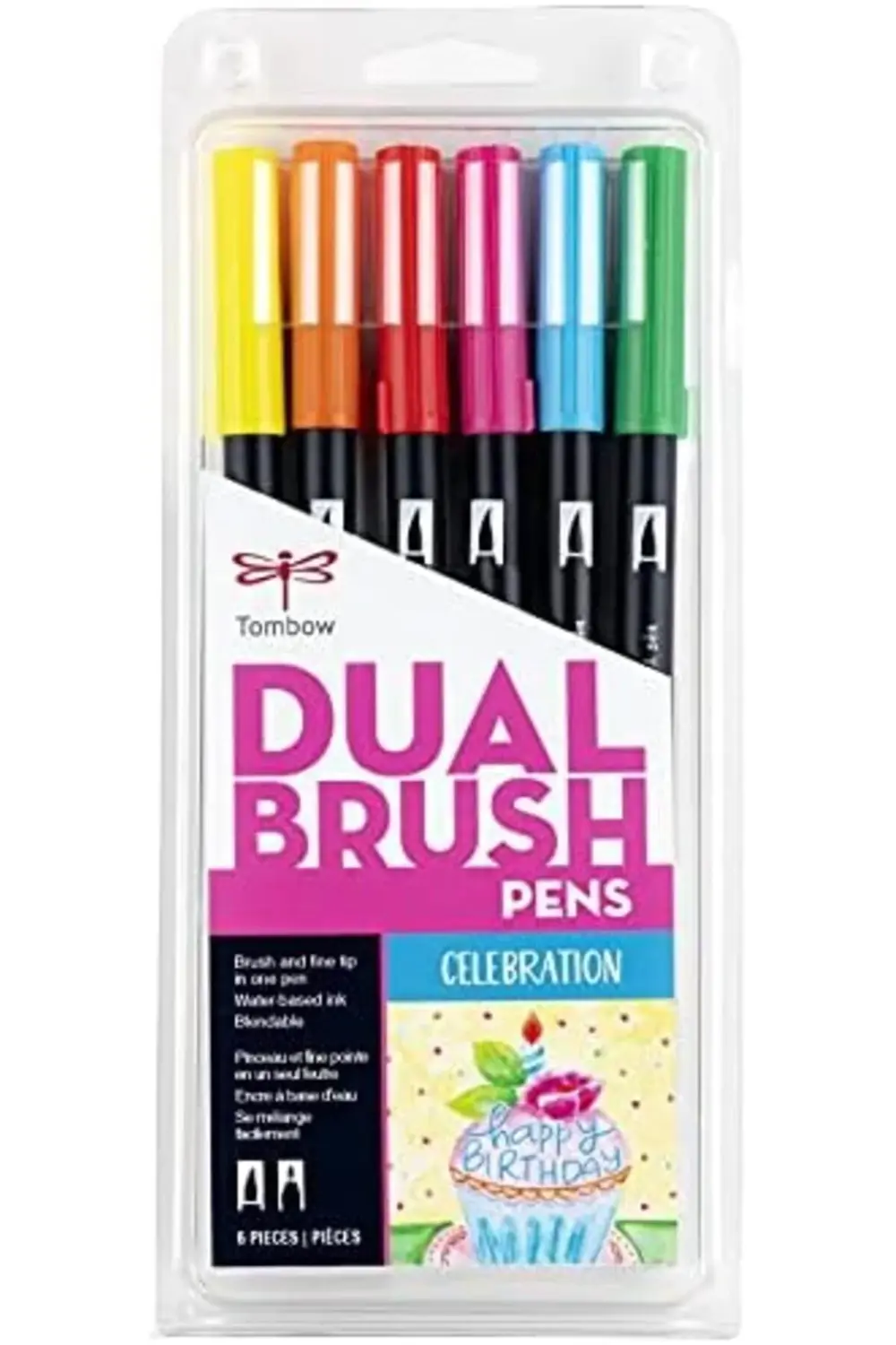 56225 Çift Fırça Kalem Sanat İşaretleyici Kutlama 6'lı Paket 1174