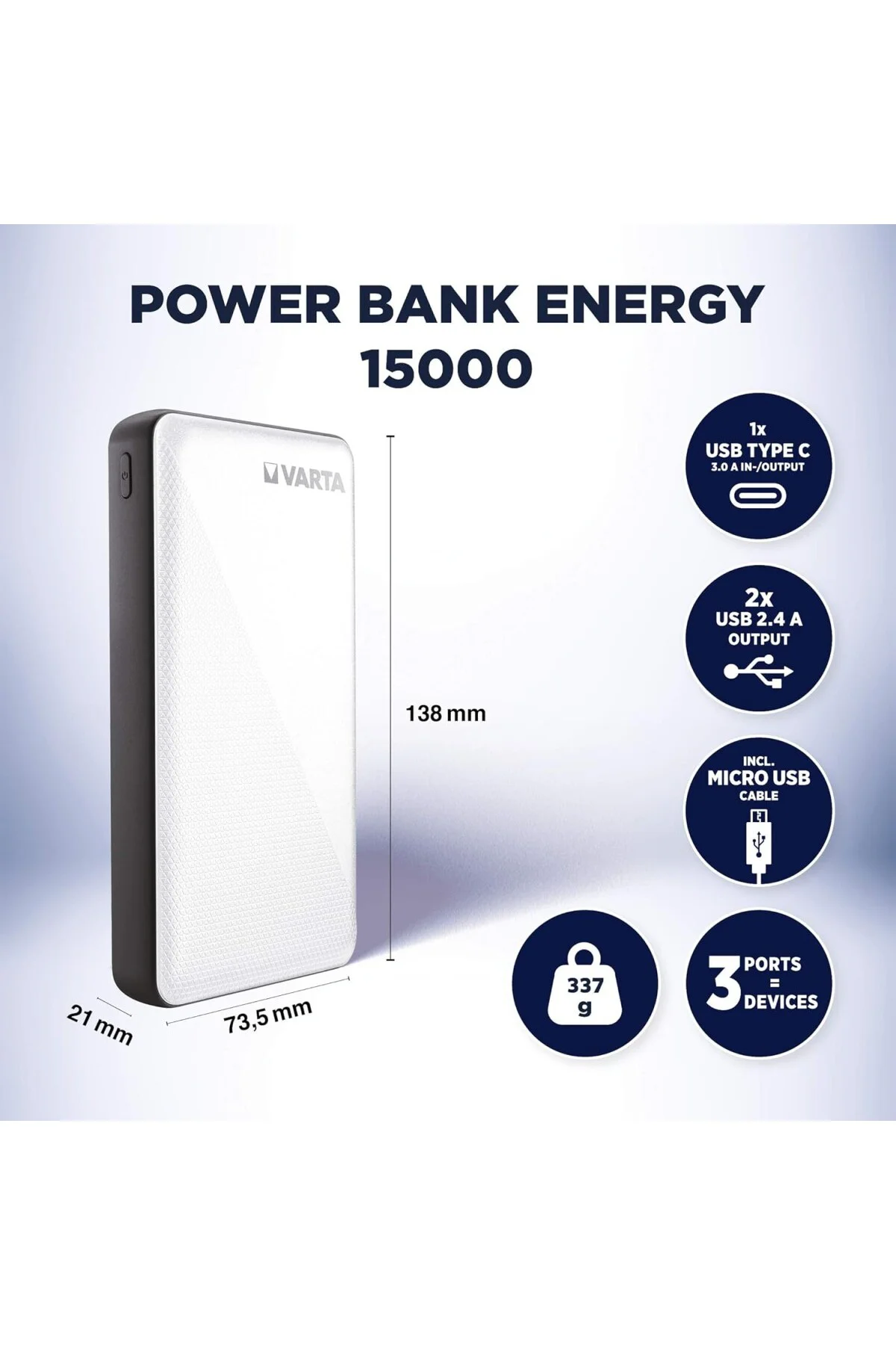 57977 Energy 15000 mAh Hızlı Şarj Powerbank