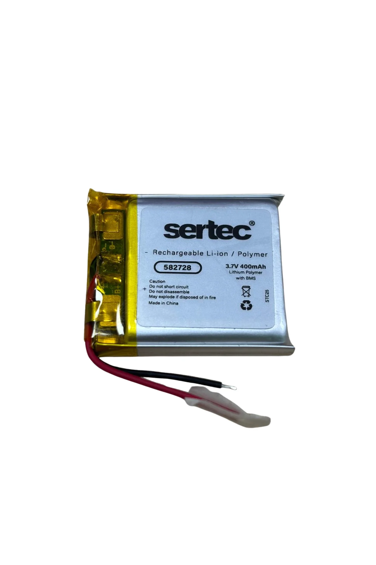 582728 3.7V 400 MAh Li-Polymer Pil (Devreli/1.5A)