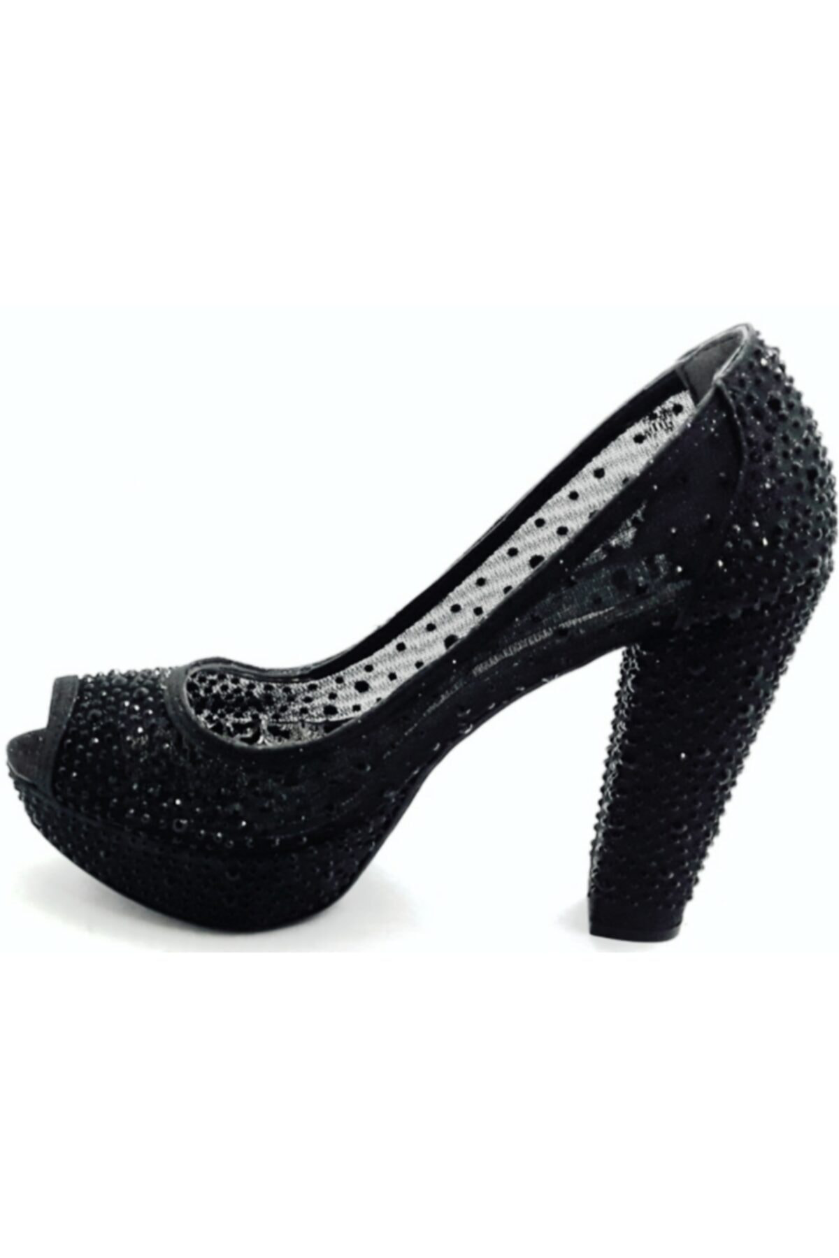 586398 Siyah Kadın Taşlı Abiye 11 Cm Topuklu Ayakkabı