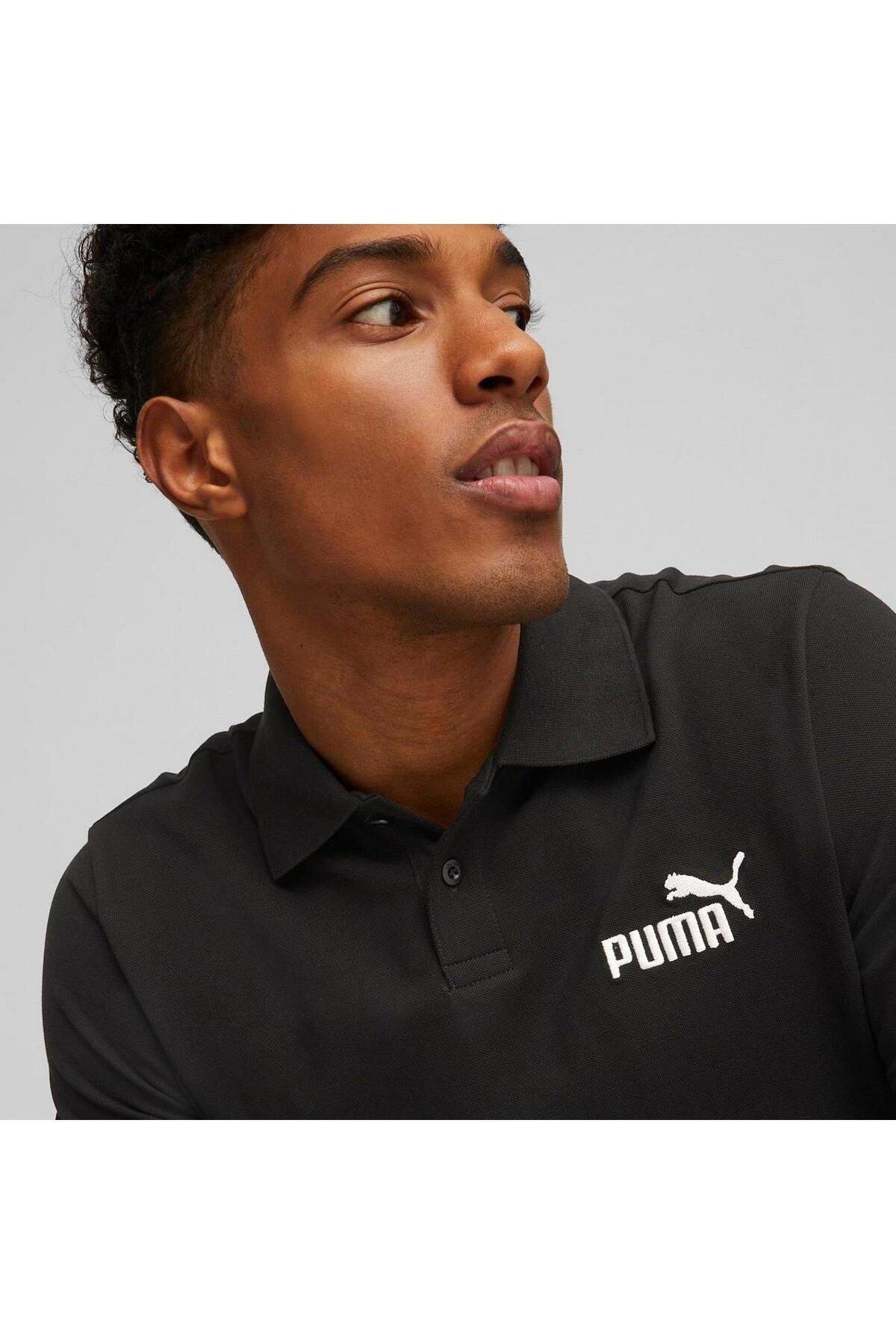 Puma 586674 Ess Pique Polo Yaka Tişort Erkek T-Shirt Siyah