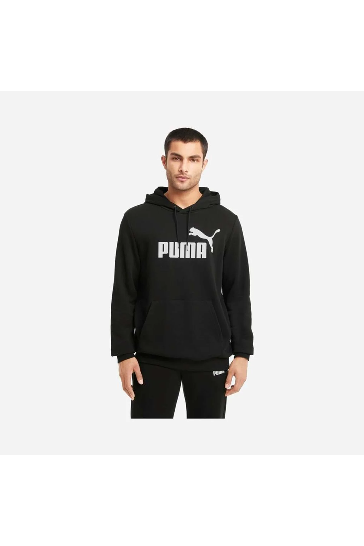 586688 ESS Big Logo Hoodie Erkek Kapüşonlu Sweatshirt SİYAH
