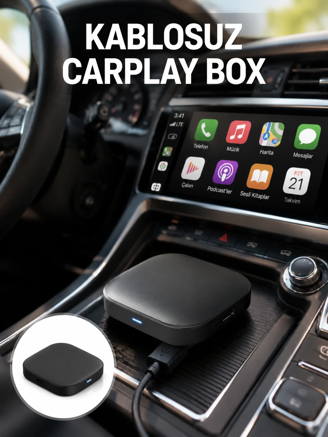 5.8GHz WiFi Destekli Kablosuz Android Auto Dönüştürücü Yeni Nesil