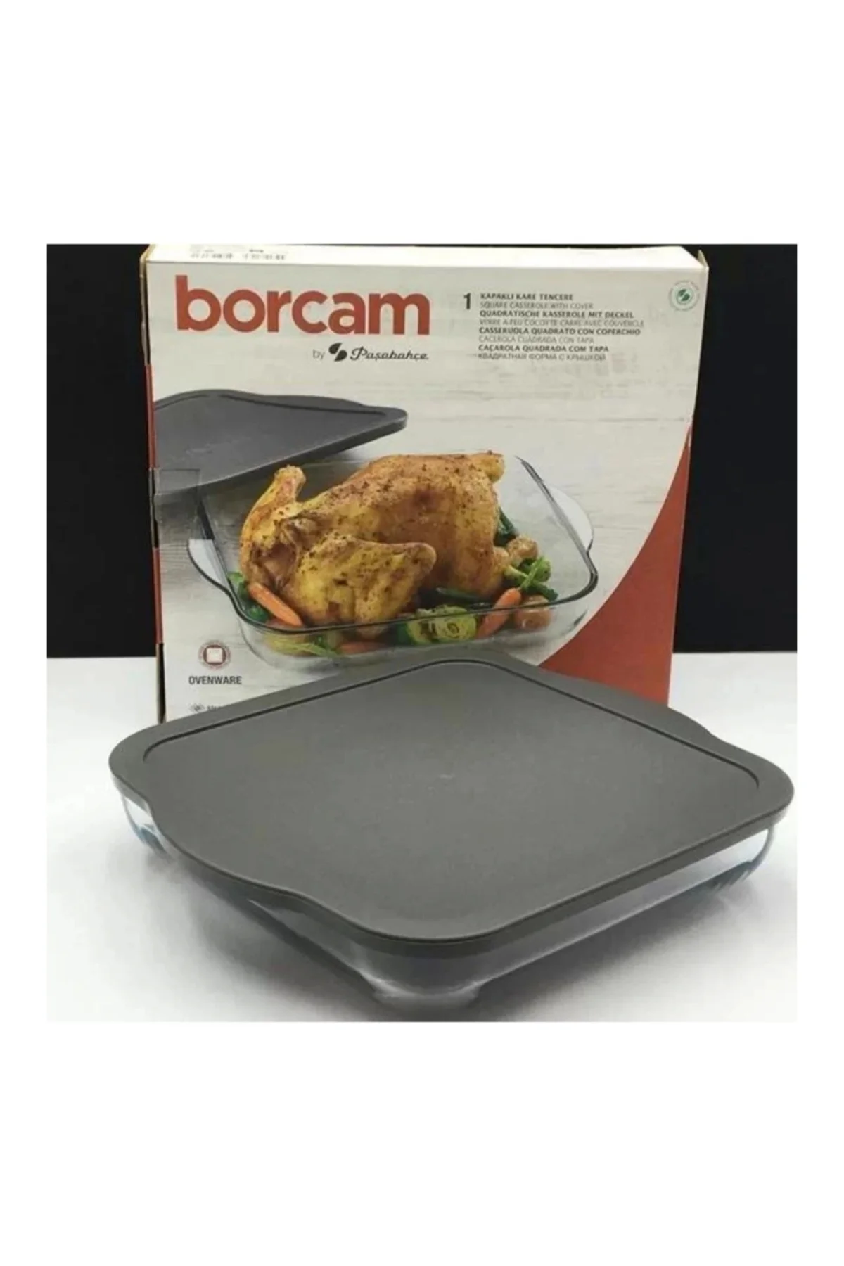 59024 Borcam Gri Kapaklı Fırın Tepsisi 28x28cm Fiyatı, Yorumları ve Özellikleri