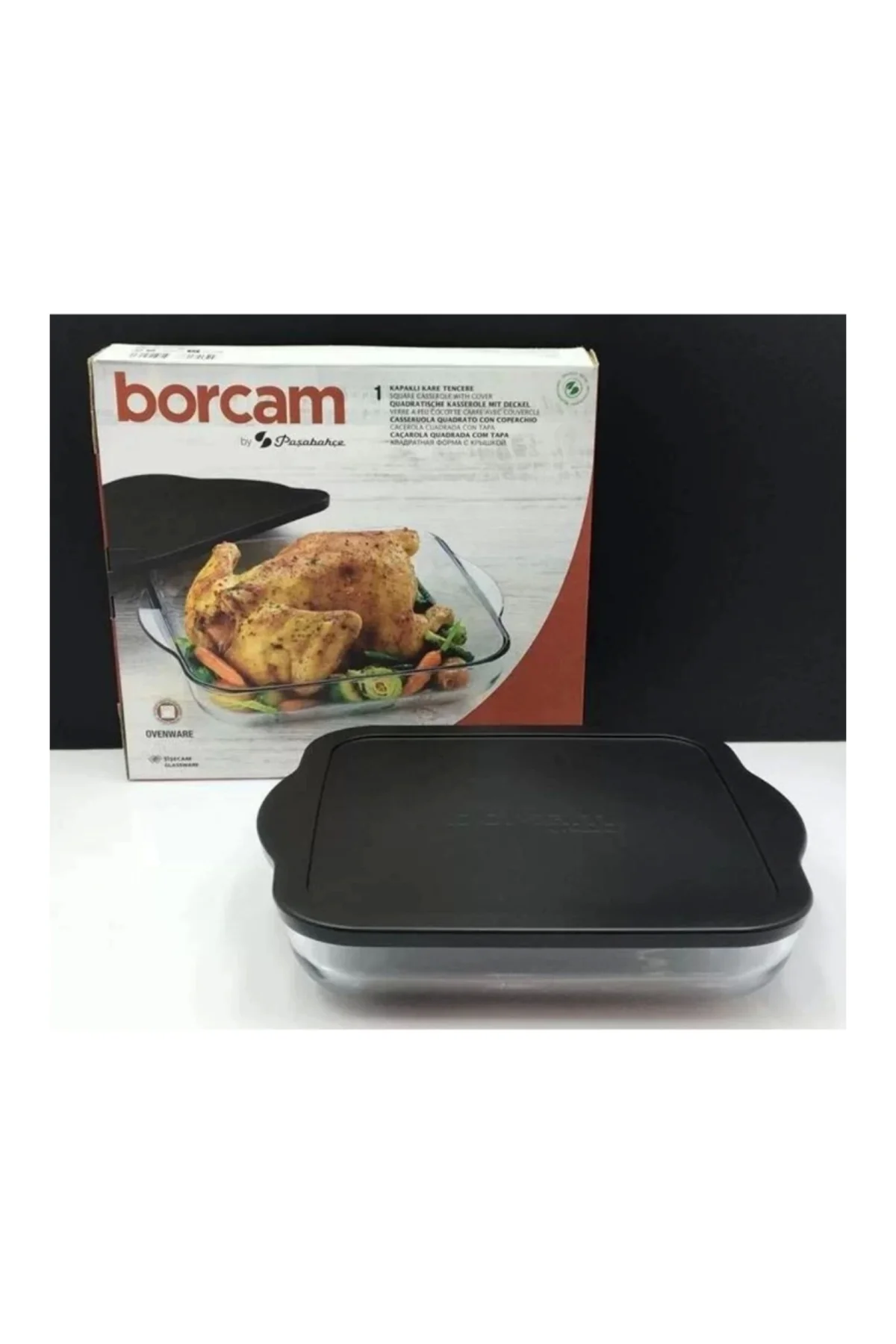 59024 Borcam Siyah Kapaklı Fırın Tepsisi 28x28cm Fiyatı, Yorumları ve Özellikleri