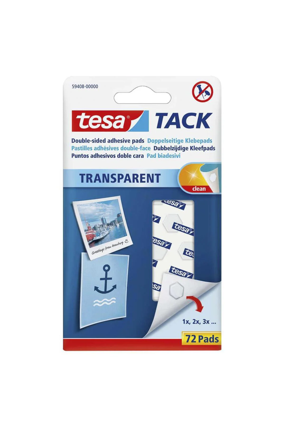59408 Tack Yapışkan Pedler Çift Taraflı Şeffaf 72 Adet