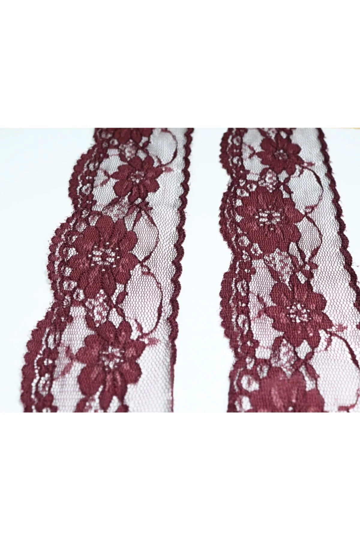5cm Eninde Koyu Gül Kurusu Naylon Dantel 5 Metrelik Top - (730)