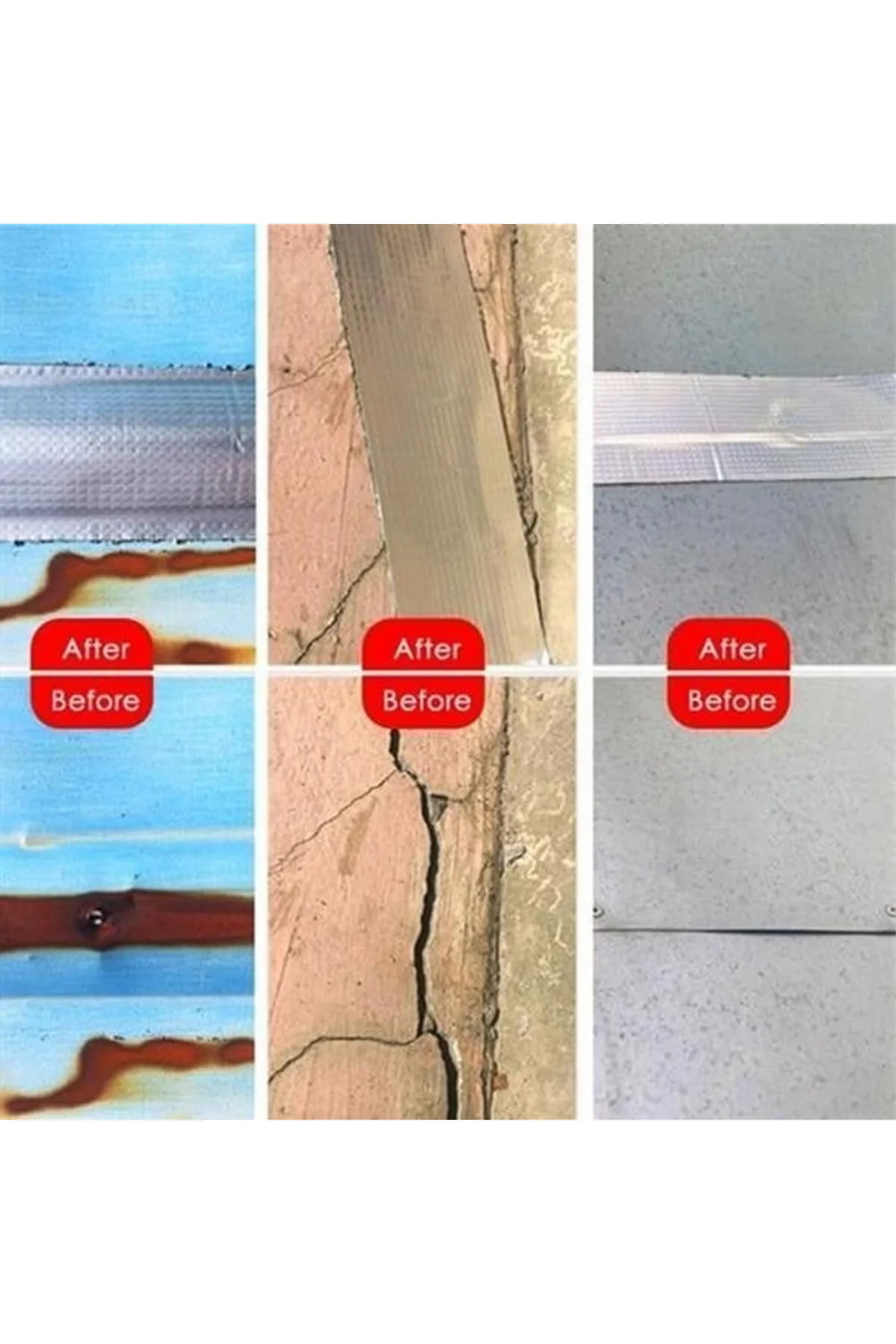 5cm x 2 Mt Yüksek Sıcaklık Dayanan Su Geçirmez Alüminyum Folyo Çamur Bant, Çatı Duvar Çatl