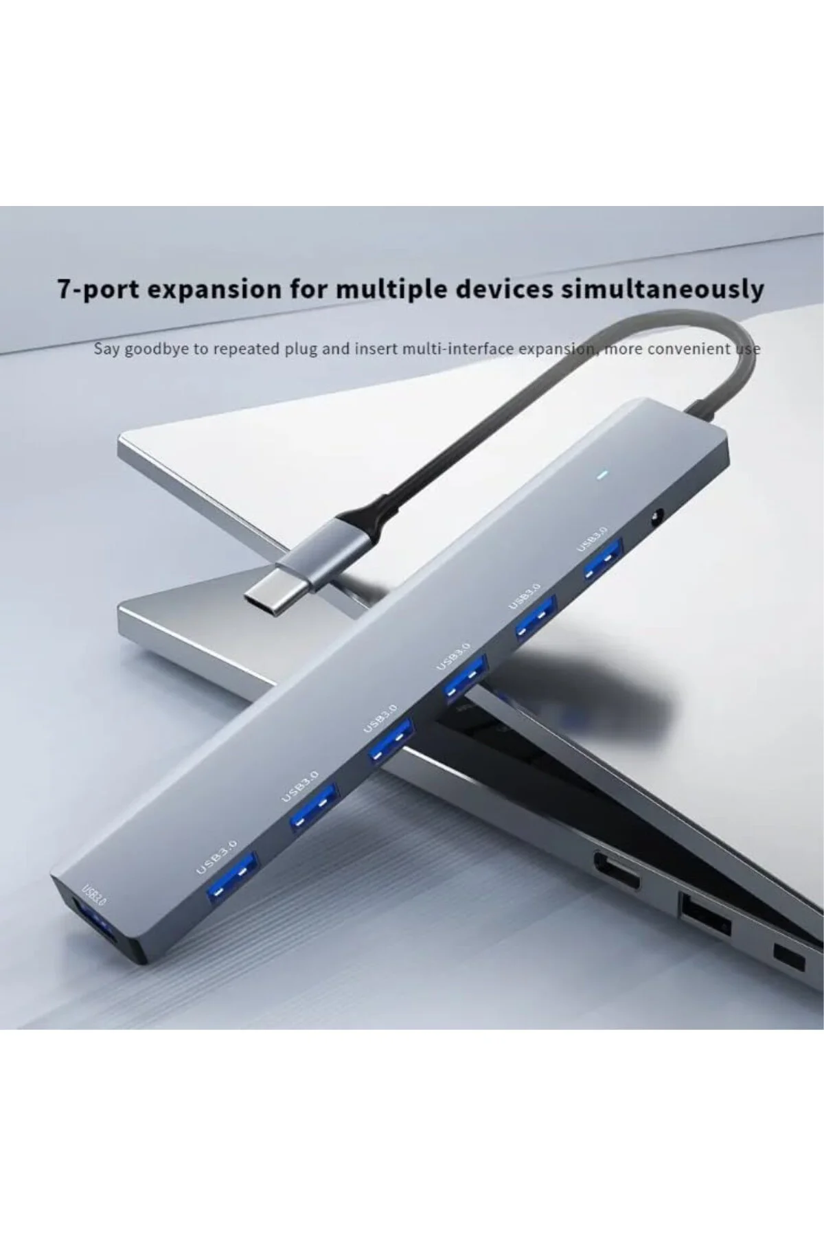 5Gbps Çoklayıcı Adaptör 7 in 1 Type-C To USB, Power/Güç Destekli,