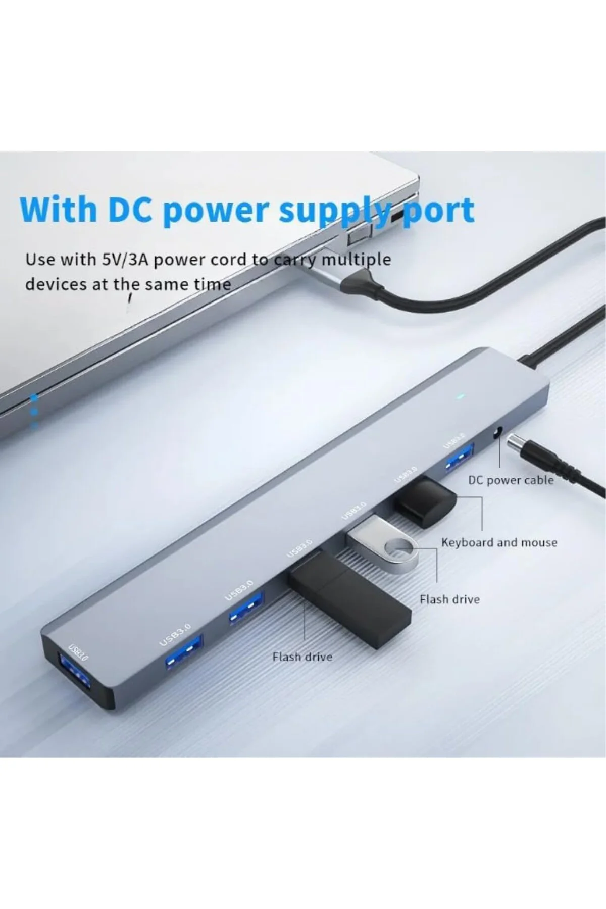 5Gbps Çoklayıcı Adaptör 7 in 1 Type-C To USB, Power/Güç Destekli,