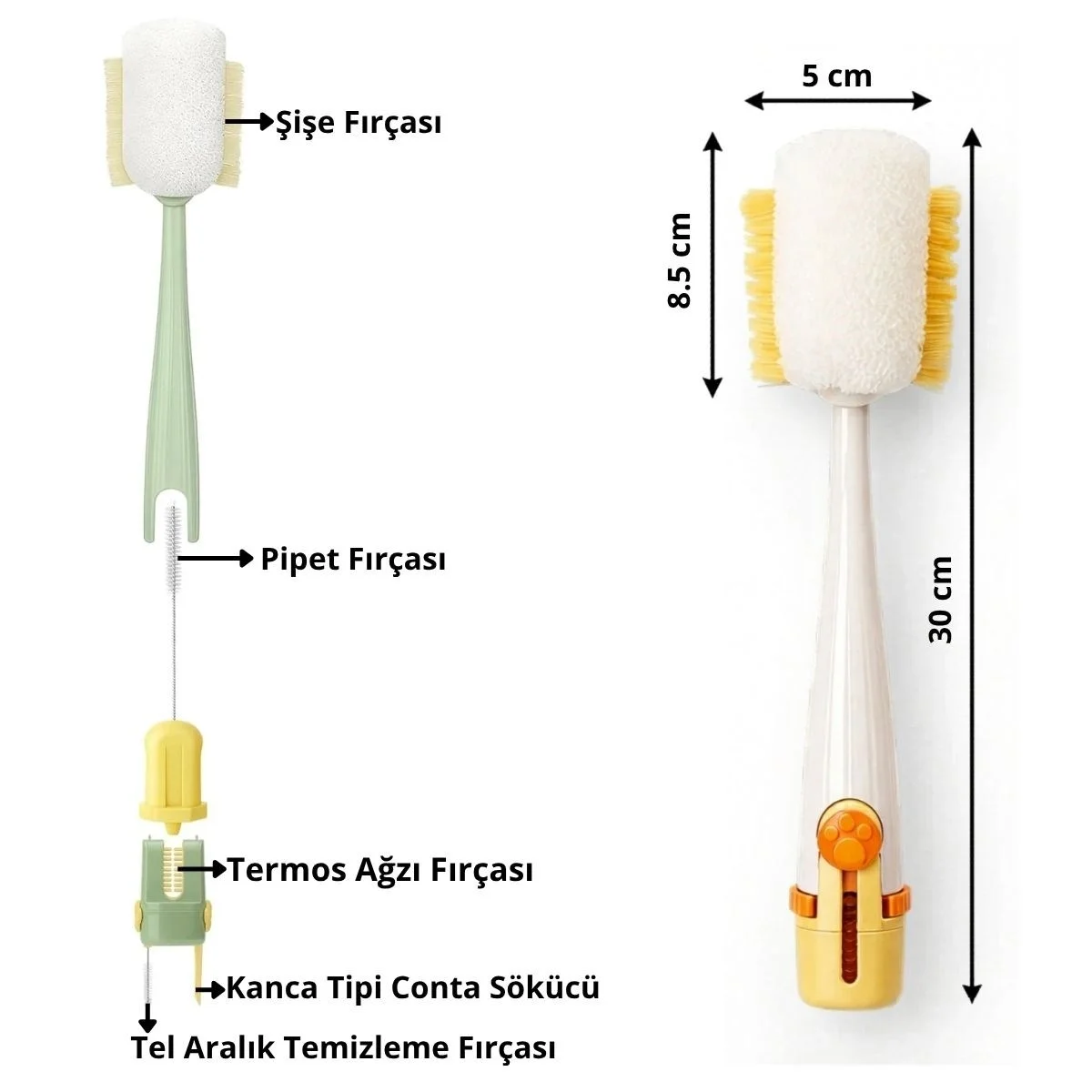 5’i 1 Arada Çok Amaçlı Şişe Temizleme Fırçası – Sürahi, Kavanoz, Pipet, Kapak, Emzik Ve Biberon Temizlik Seti Bx40 Fiyatı, Yorumları ve Özellikleri