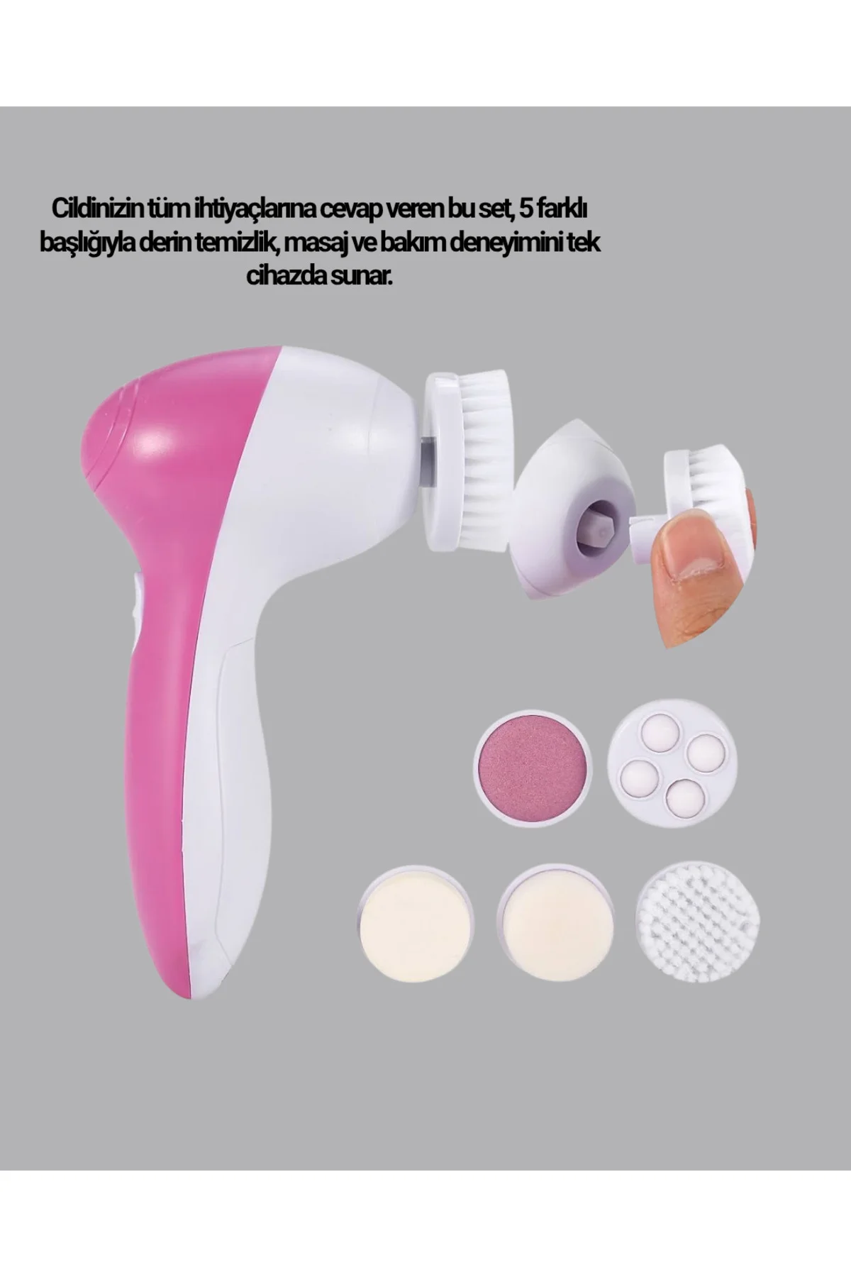 5’i 1 Arada Yüz Temizleme Cihazı – Masaj, Fırça, Peeling ve Krem 