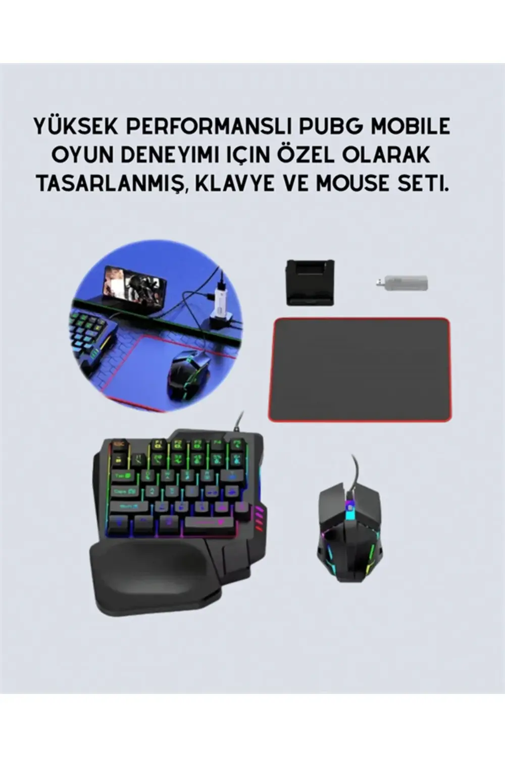 5in1 BT5.3 Mobil Oyun Kiti Klavye Mouse Dönüştürücü Seti