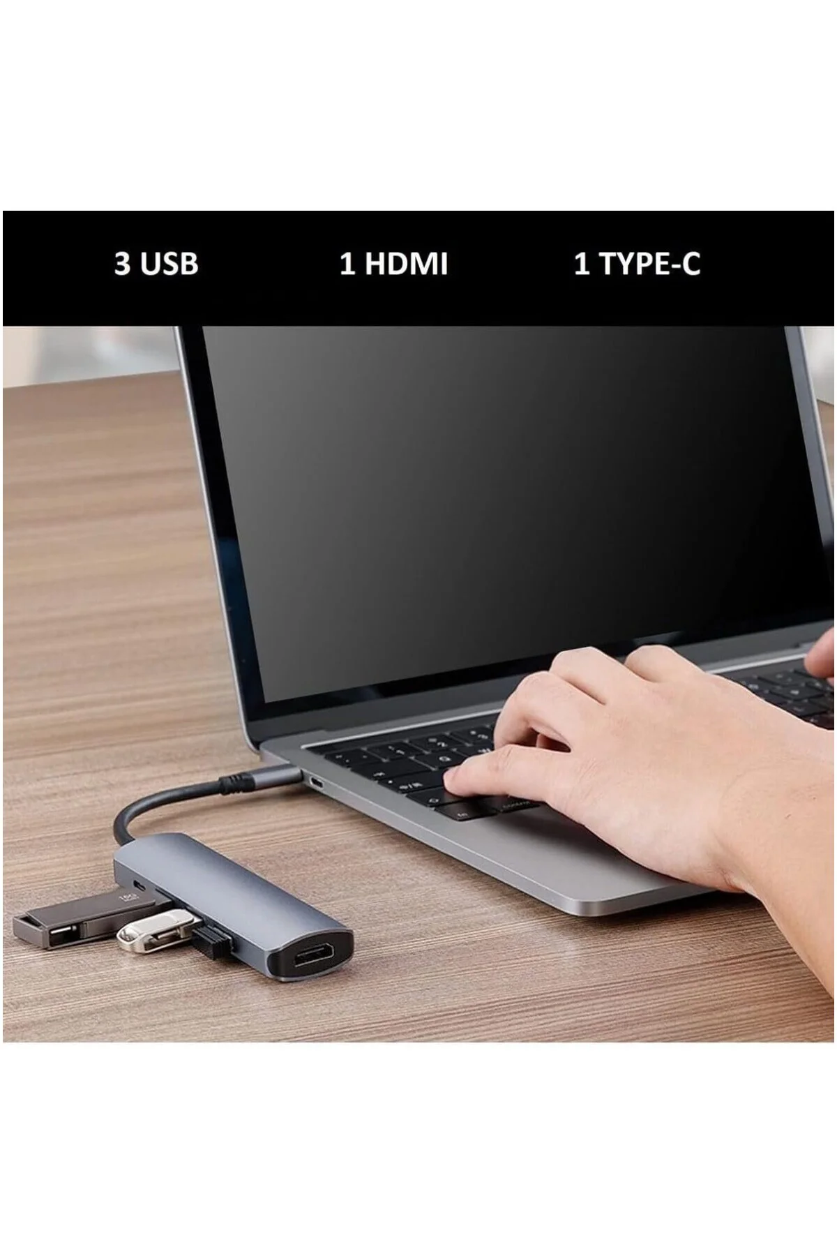 5in1 Macbook Pro Air Type-C USB 3.0 Hub Dönüştürücü Çevirici Çoklayıcı 4K Hdmı PD Şarj+