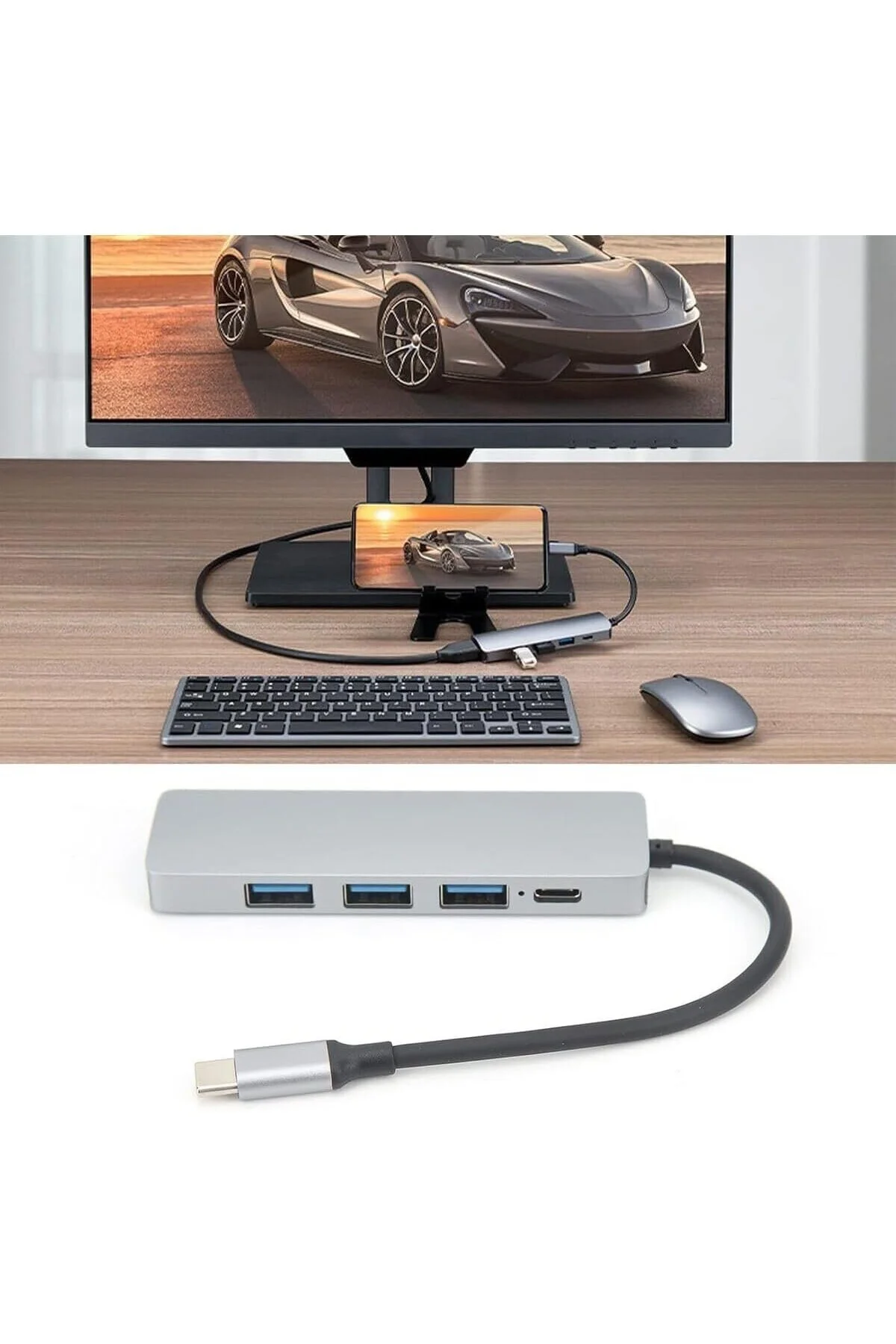 5in1 Macbook Pro Air Type-C USB 3.0 Hub Dönüştürücü Çevirici Çoklayıcı 4K Hdmı PD Şarj+