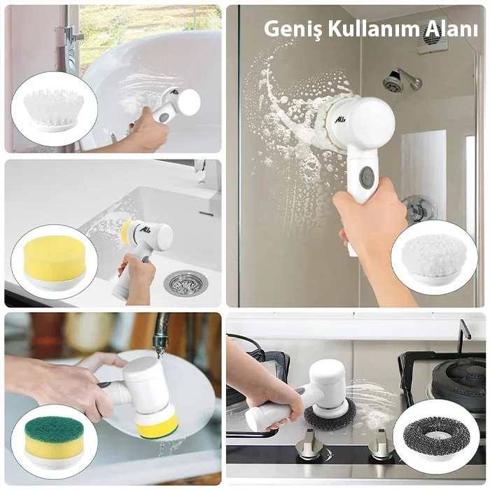 5in1 Magic Brush Şarjlı Temizlik Fırçası - Banyo, Fayans ve Zemin Temizleyici