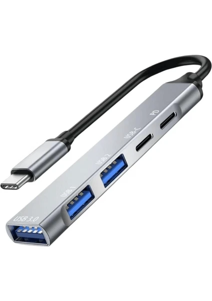 5in1 Metal USB Hub - Yüksek Hızlı Çoklayıcı, 5 Bağlantı Noktalı