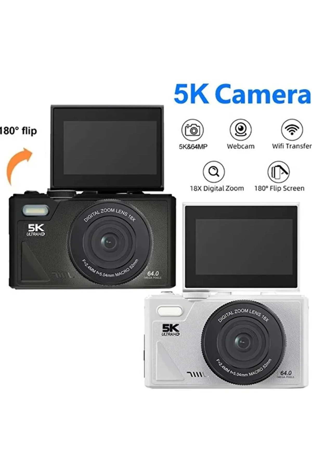 5k 75mp Hd Dijital Kamera 18x Dijital Zoom, Flaşlı,3.0 İnç Ekranlı Fotoğraf Makinesi 5k 75mp Hd Dijital Kamera 18x Dijital Zoom, Flaşlı,3.0 İnç Ekranlı Fotoğraf Makinesi