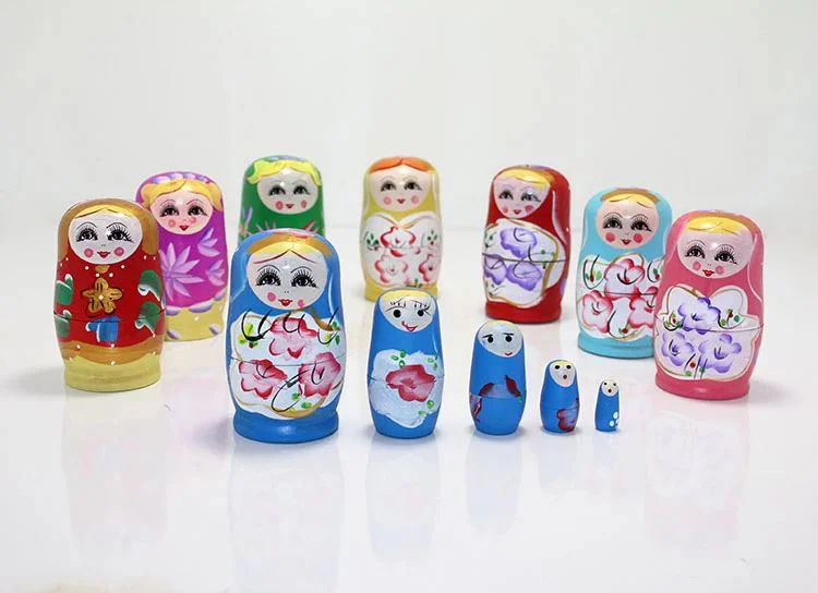5'li Ahşap Matruşka Seti - İç İçe 5 Parça Ahşap Matruşka Hediyelik (12 Cm)