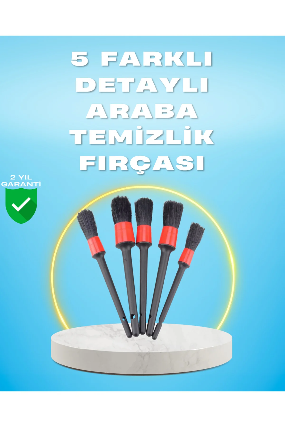 5'li Araba Temizlik Fırçaları-Farklı Boyutlu Fırçalarla Derinleme