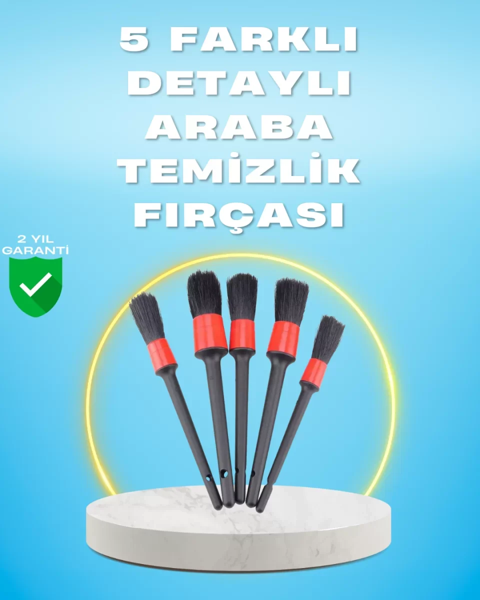 5'li Araba Temizlik Fırçaları-Farklı Boyutlu Fırçalarla Derinleme