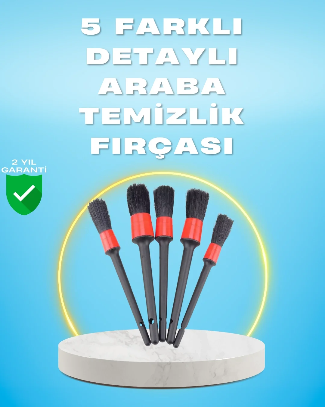 5'li Araba Temizlik Fırçaları-Farklı Boyutlu Fırçalarla Derinlemesine Temizlik