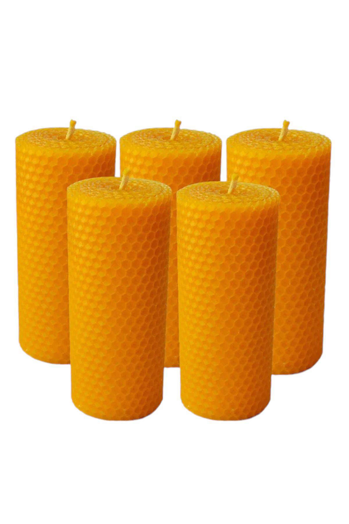 Trendmilano 5'Li Balmumu Mum Seti  %100 Doğal (5 Adet - 11 Cm Uzunluk - 3 Cm 