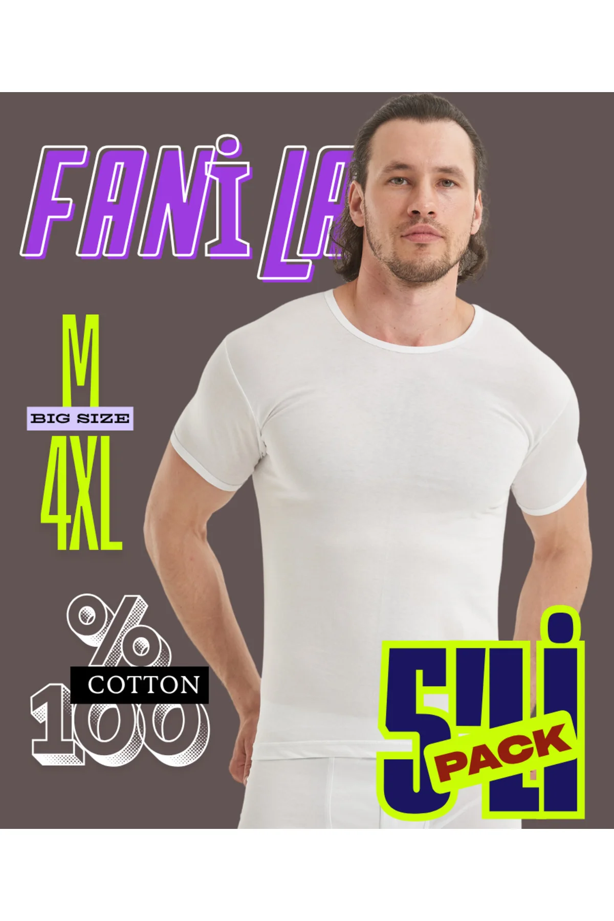 5'li BEYAZ %100 COMPACT PENYE FANİLA-RAHAT KALIP-GÜN BOYU KONFOR-