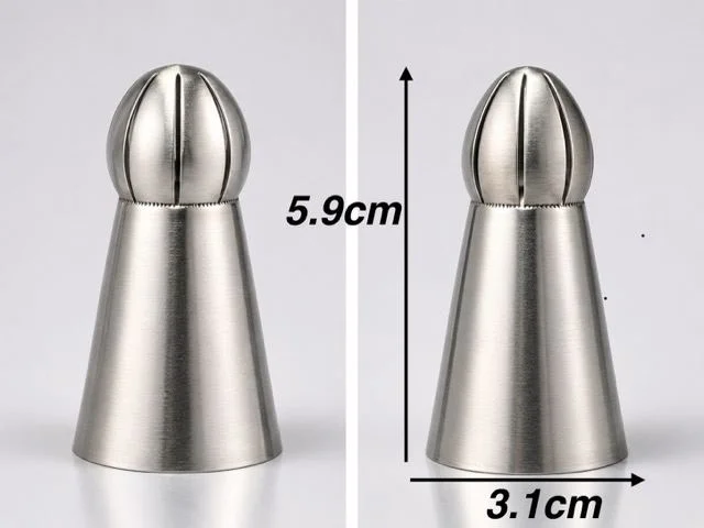 5'li Büyük Boy Paslanmaz Çelik Krema Sıkma Fırfır Uçları Seti