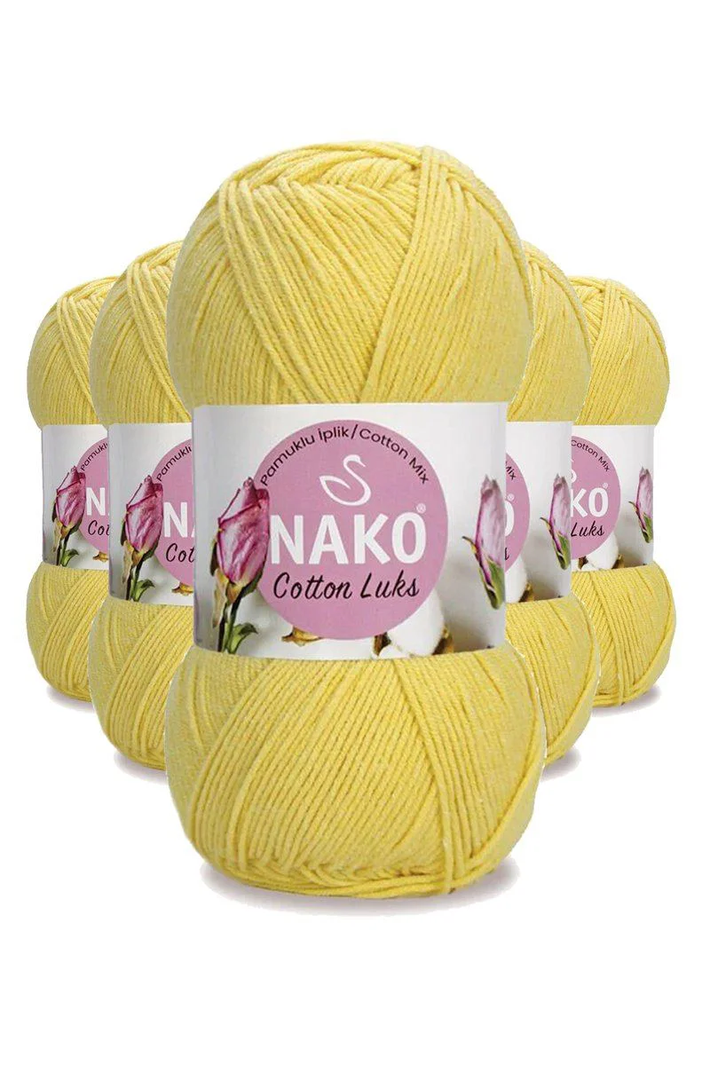 5'li Cotton Lüks İplik Seti — Açık Sarı %60 Pamuk %40 Akrilik, 330m Etiket Metrajı 5'li Cotton Lüks İplik Seti — Açık Sarı %60 Pamuk %40 Akrilik, 330m Etiket Metrajı