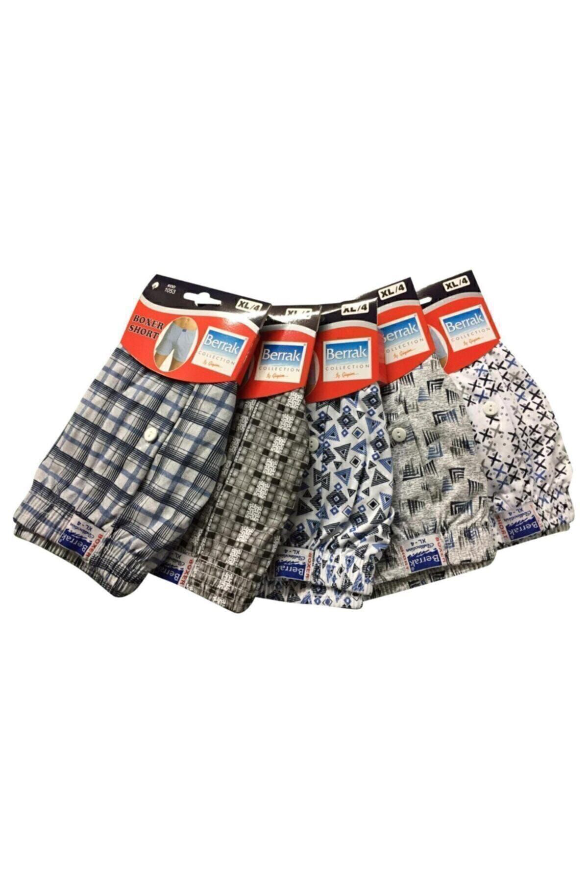 5'li Desenli %100 Pamuklu Klasik Rahat Kesim Erkek Boxer