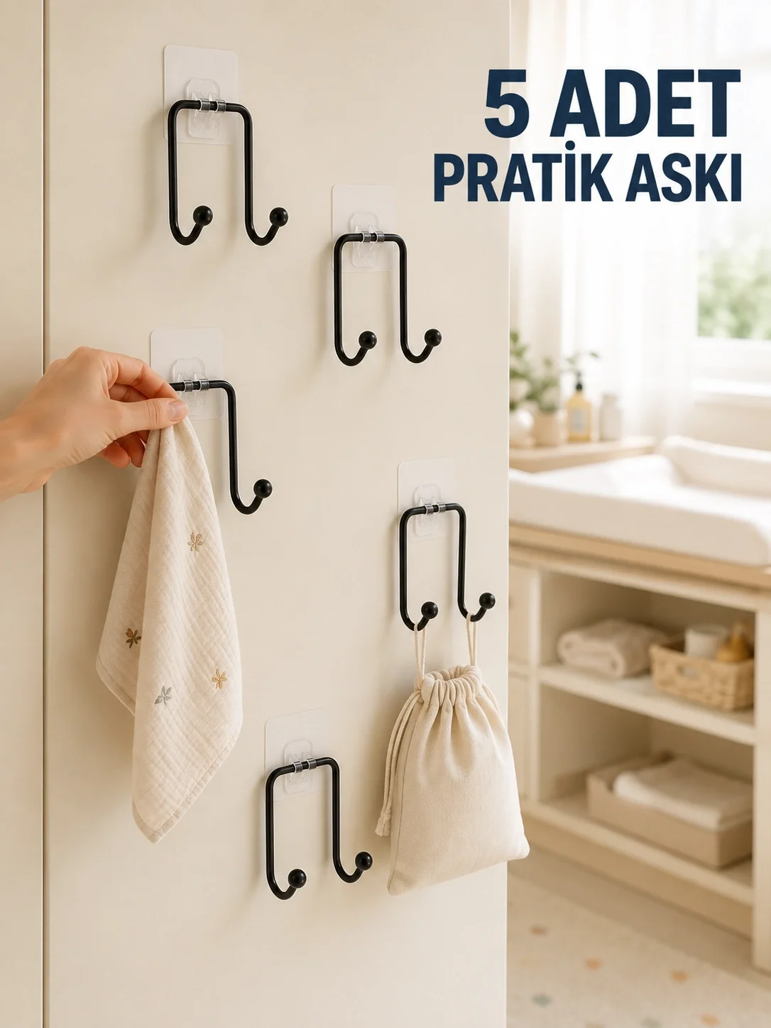 5'li Duvar Tipi Yapışkanlı Askı Pratik Ev ve Yaşam Alanı Askılık Seti 5'li Duvar Tipi Yapışkanlı Askı Pratik Ev ve Yaşam Alanı Askılık Seti