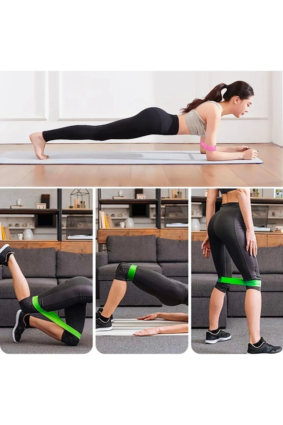 5li Egzersiz Direnç Bant Seti Pilates Crossfit Ekipmanları