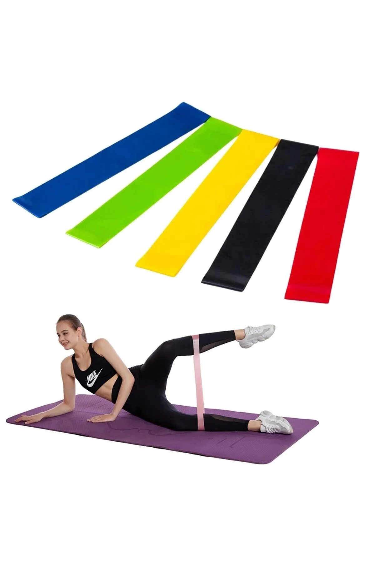 5li Egzersiz Direnç Bant Seti Pilates Crossfit Ekipmanları