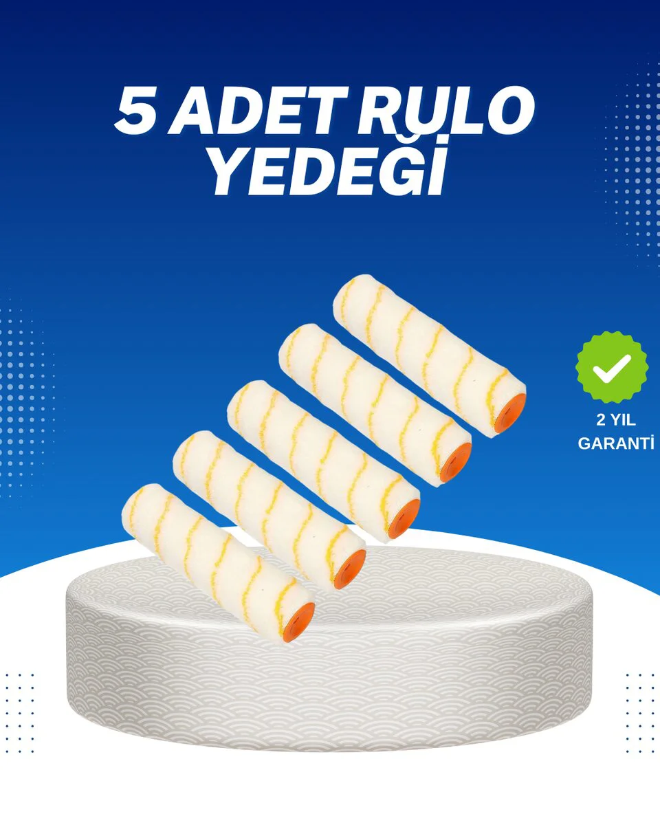 5'li Emülsiyon Boya Rulosu - Duvar ve Tavan İçin Profesyonel Kaplama Seti