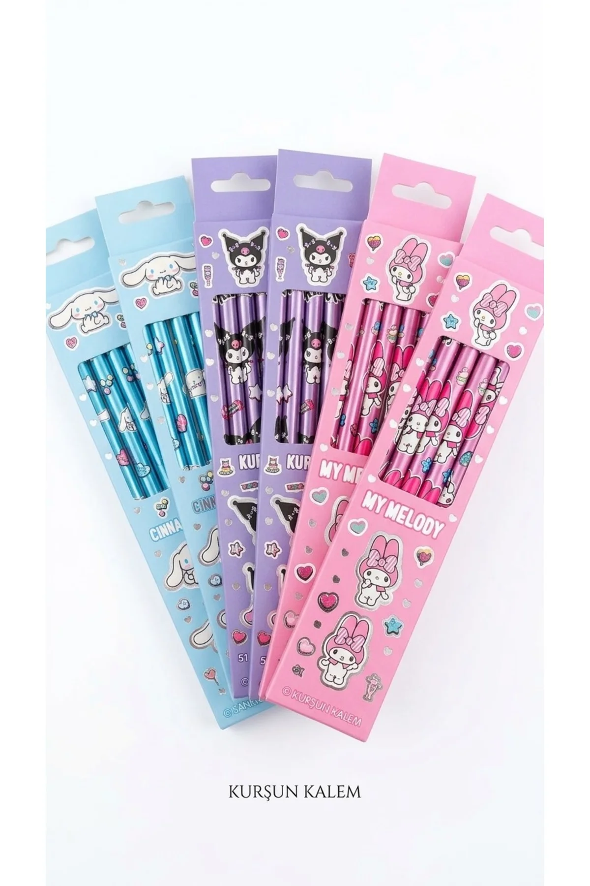 5'li Figürlü Kurşun Kalem Seti - Sanrio Cinnamoroll Kuromi My Melody