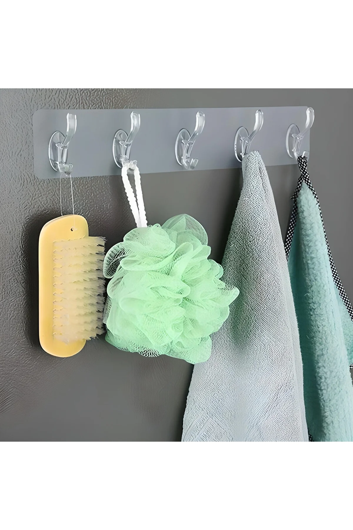 5′li Güçlü Yapışkanlı Şeffaf Duvar Askısı Banyo Mutfak Düzenleyic