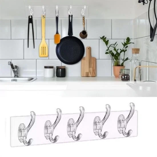 5'li Güçlü Yapışkanlı Şeffaf Duvar Askısı Banyo Mutfak Düzenleyic