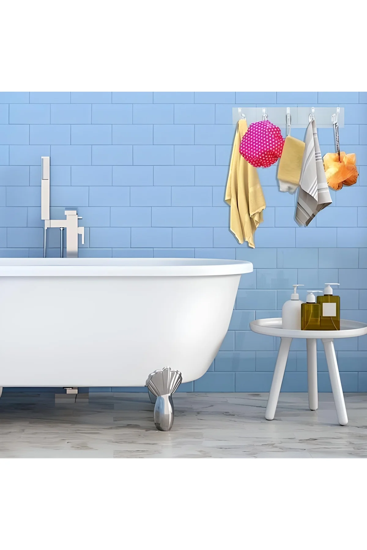 5′li Güçlü Yapışkanlı Şeffaf Duvar Askısı Banyo Mutfak Düzenleyic