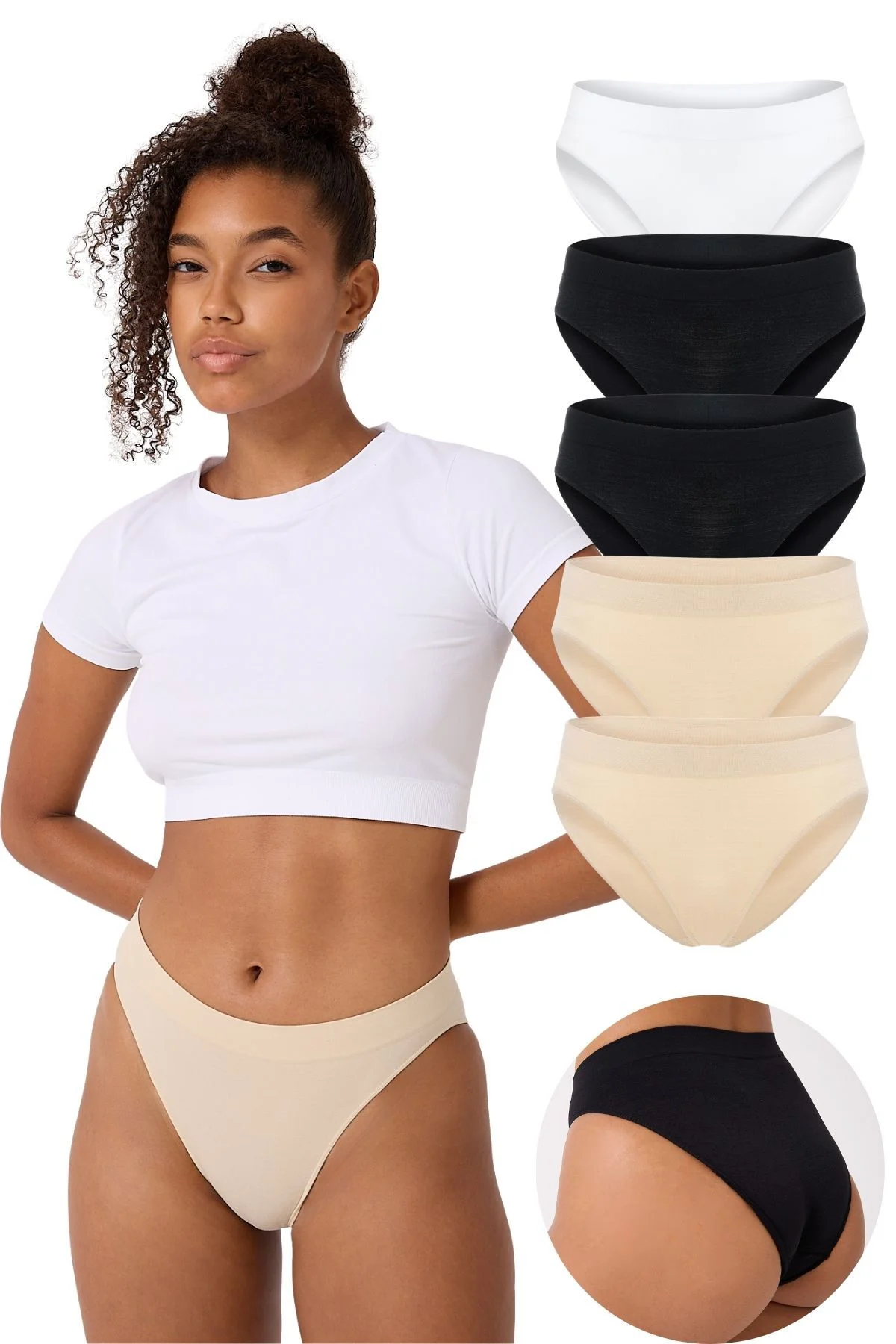 5'li Kadın Dikişsiz Basic Slip Küot