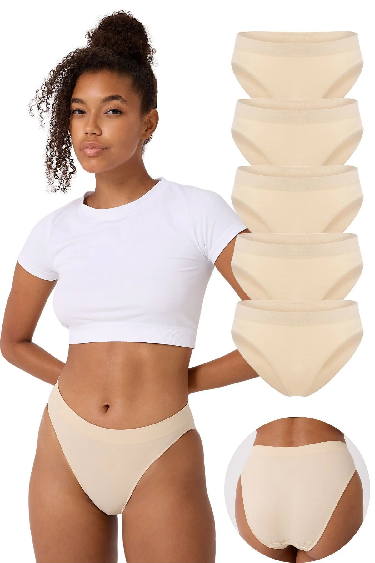 5'li Kadın Dikişsiz Basic Slip Küot