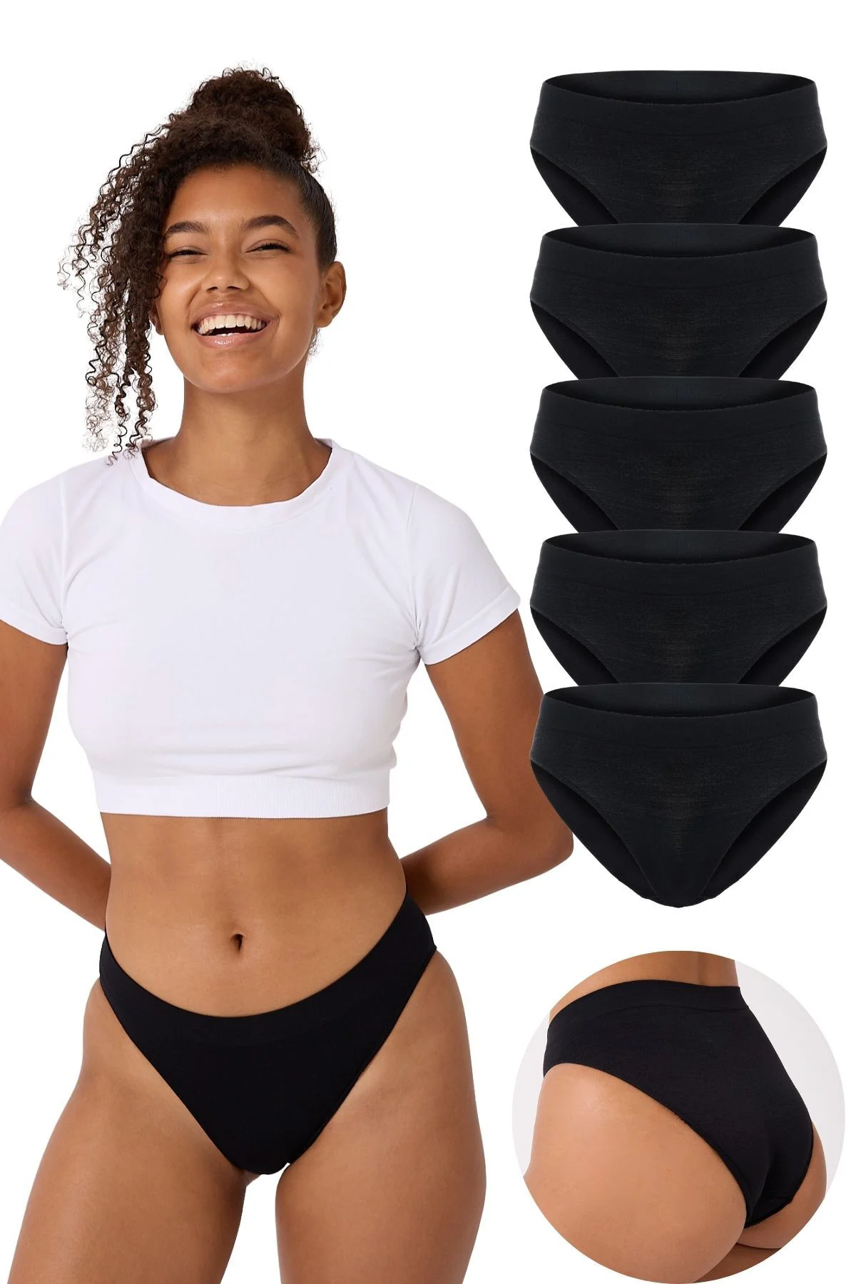 5'li Kadın Dikişsiz Basic Esnek Slip Külot