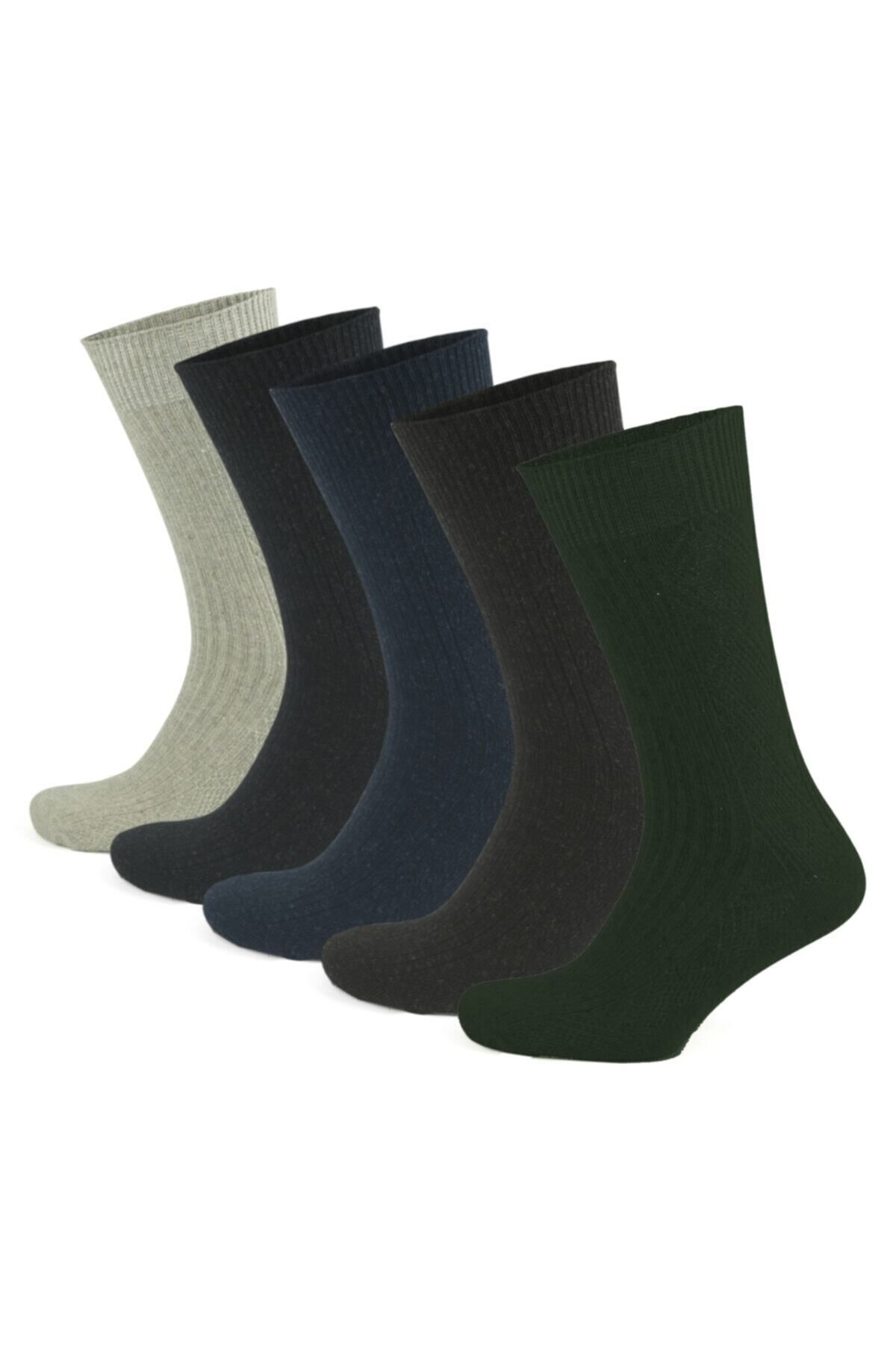 Kral Socks 5'Li Kışlık Thermal Etkili İnce Örgülü Çorap Lambswool Yünlü (Kuz