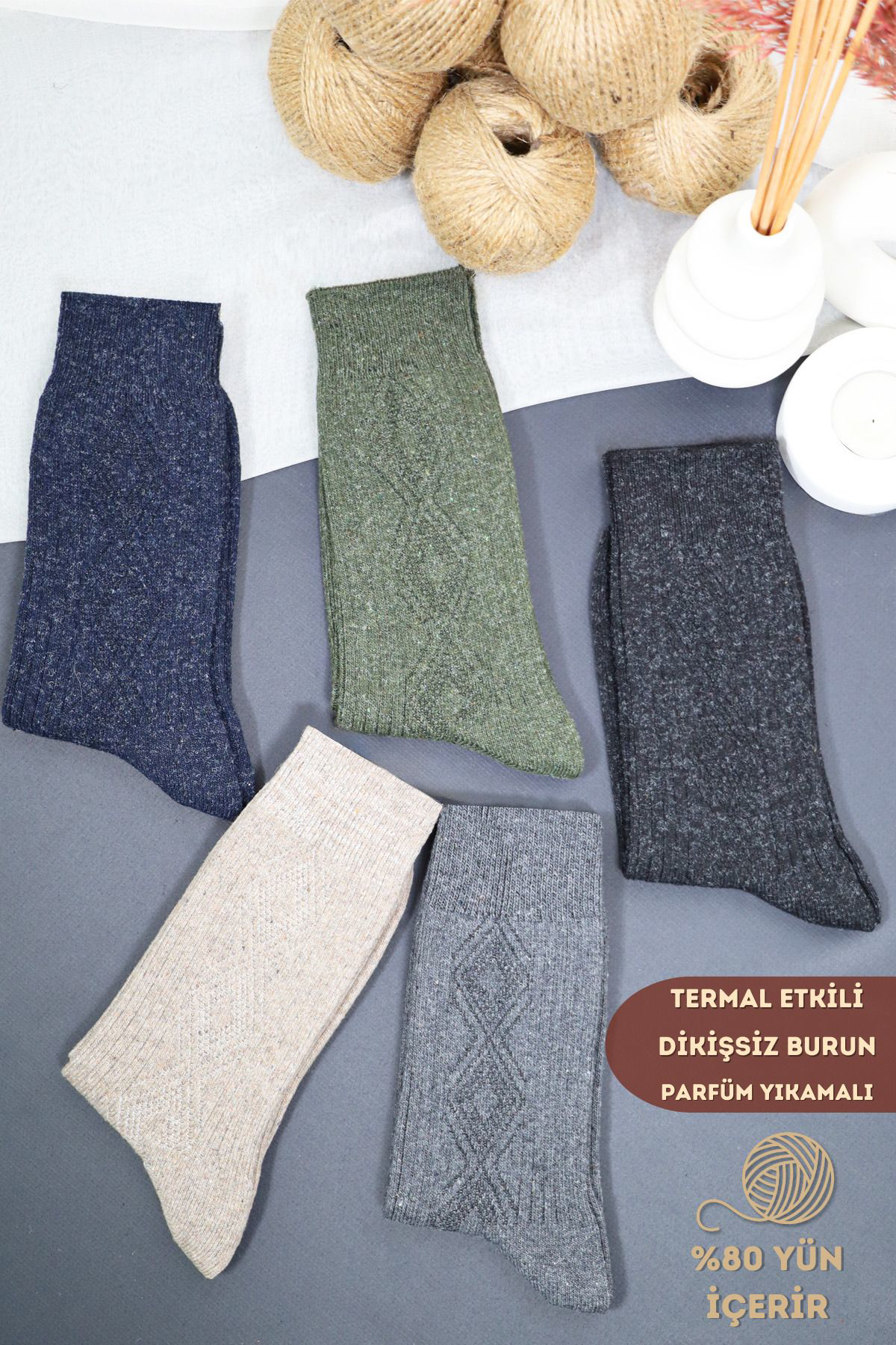 Kral Socks 5'Li Kişlik Yün Lambswool Termal Etkili Dikişsiz Kadin Çorap