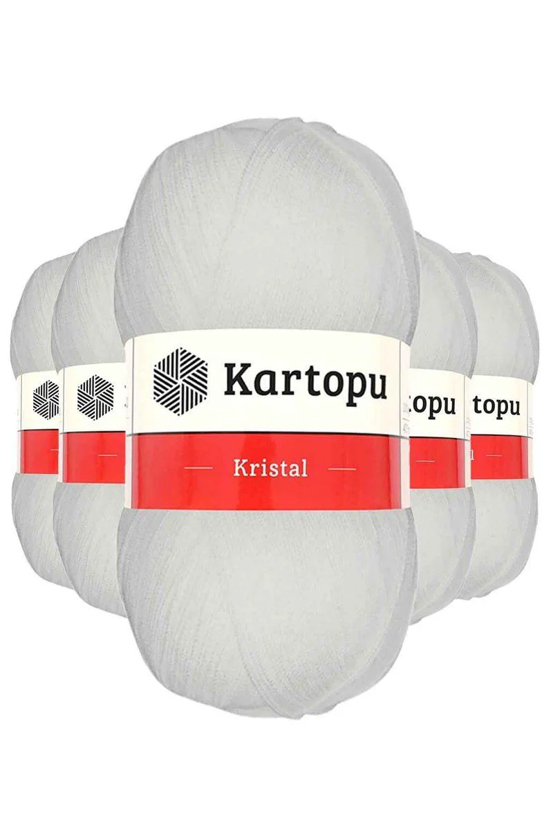 5'li Kristal Çift Katlı El Örgü Lif İpi Beyaz K010 - Pırıl Pırıl Örgüler İçin İpeksi Akrilik İplik